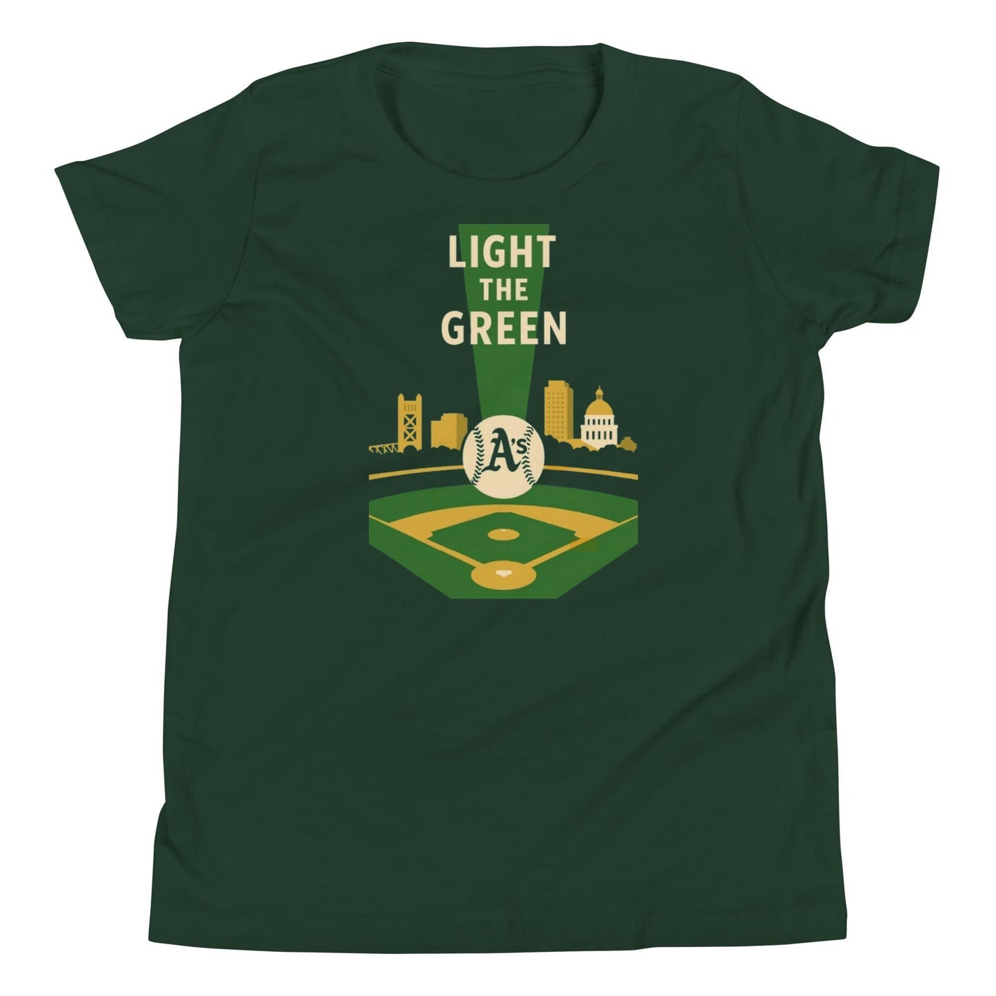 Light the Green A's Youth Short Sleeve T-Shirt