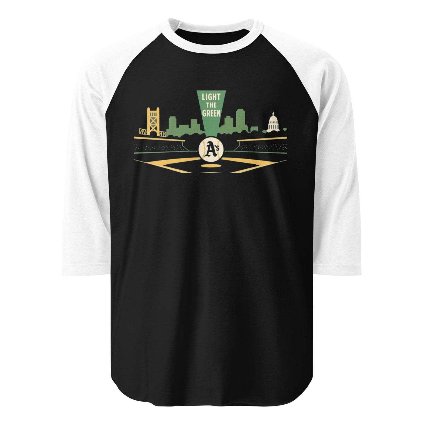 Light the Green 3/4 sleeve raglan shirt
