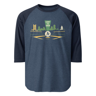 Light the Green 3/4 sleeve raglan shirt