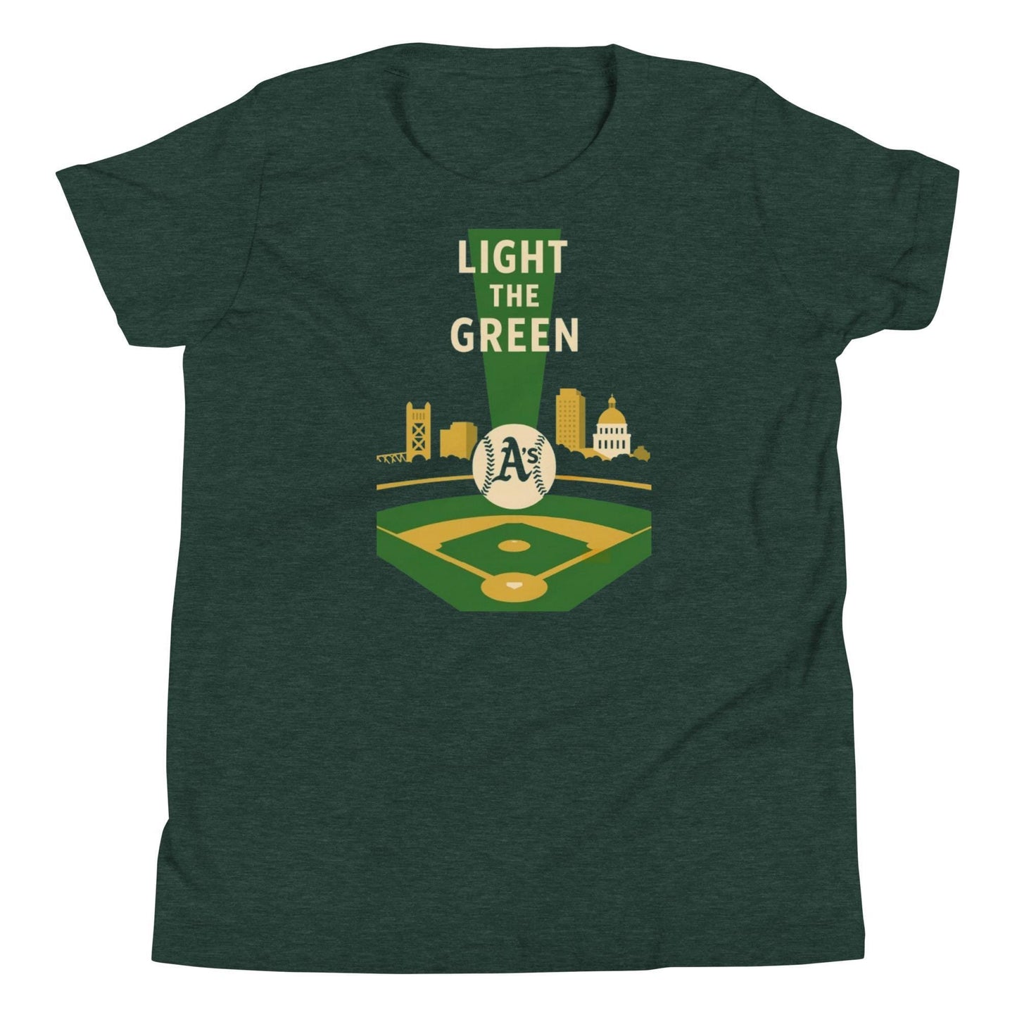 Light the Green A&#39;s Youth Short Sleeve T-Shirt