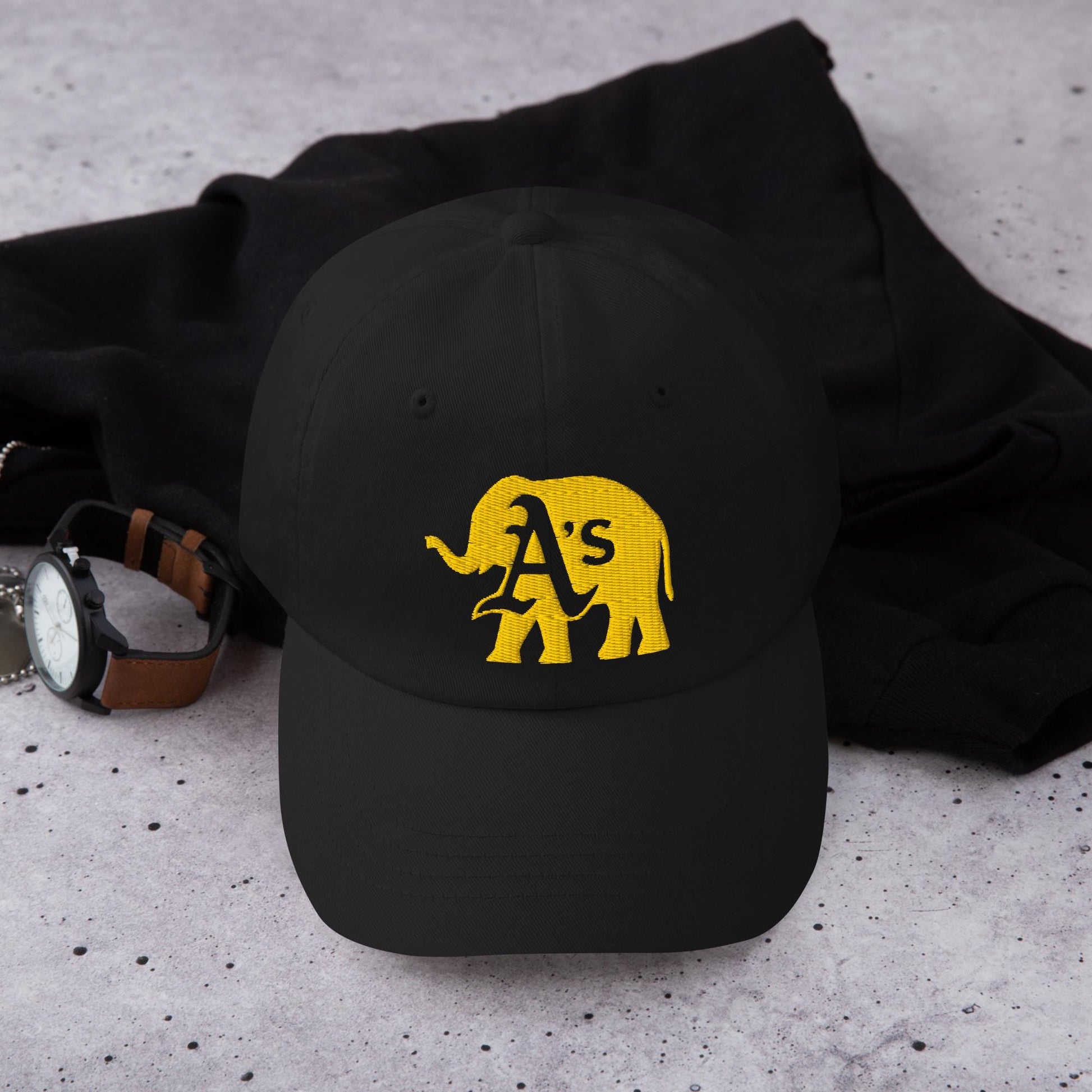 A&#39;s (clear A) Elephant (gold) cap