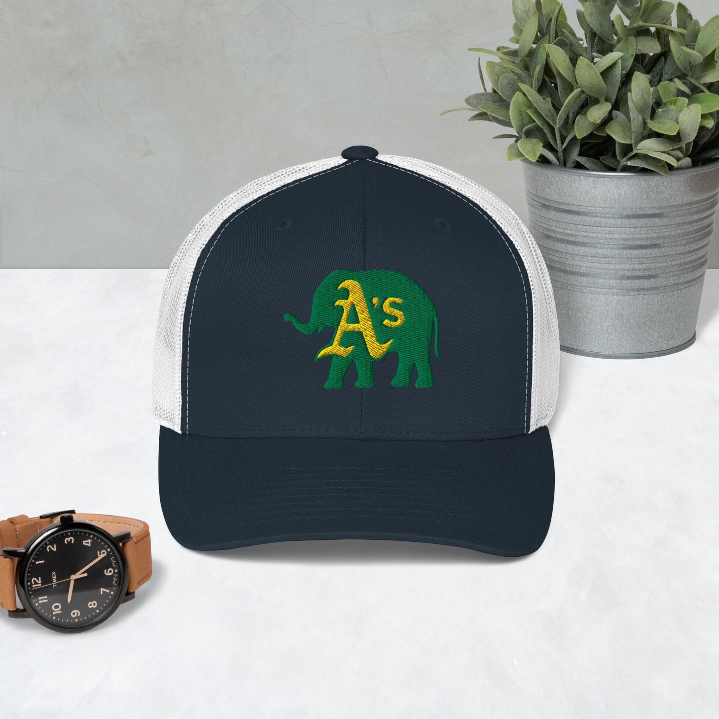 A&#39;s Elephant (green) Trucker Cap