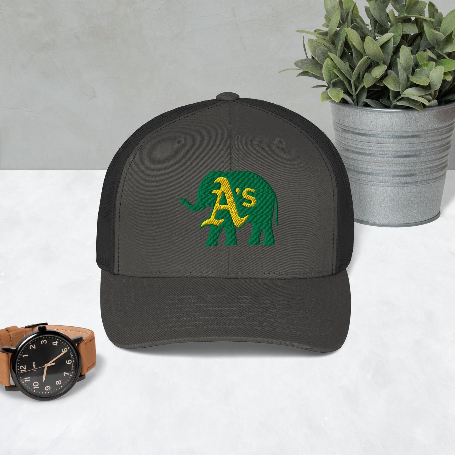 A&#39;s Elephant (green) Trucker Cap