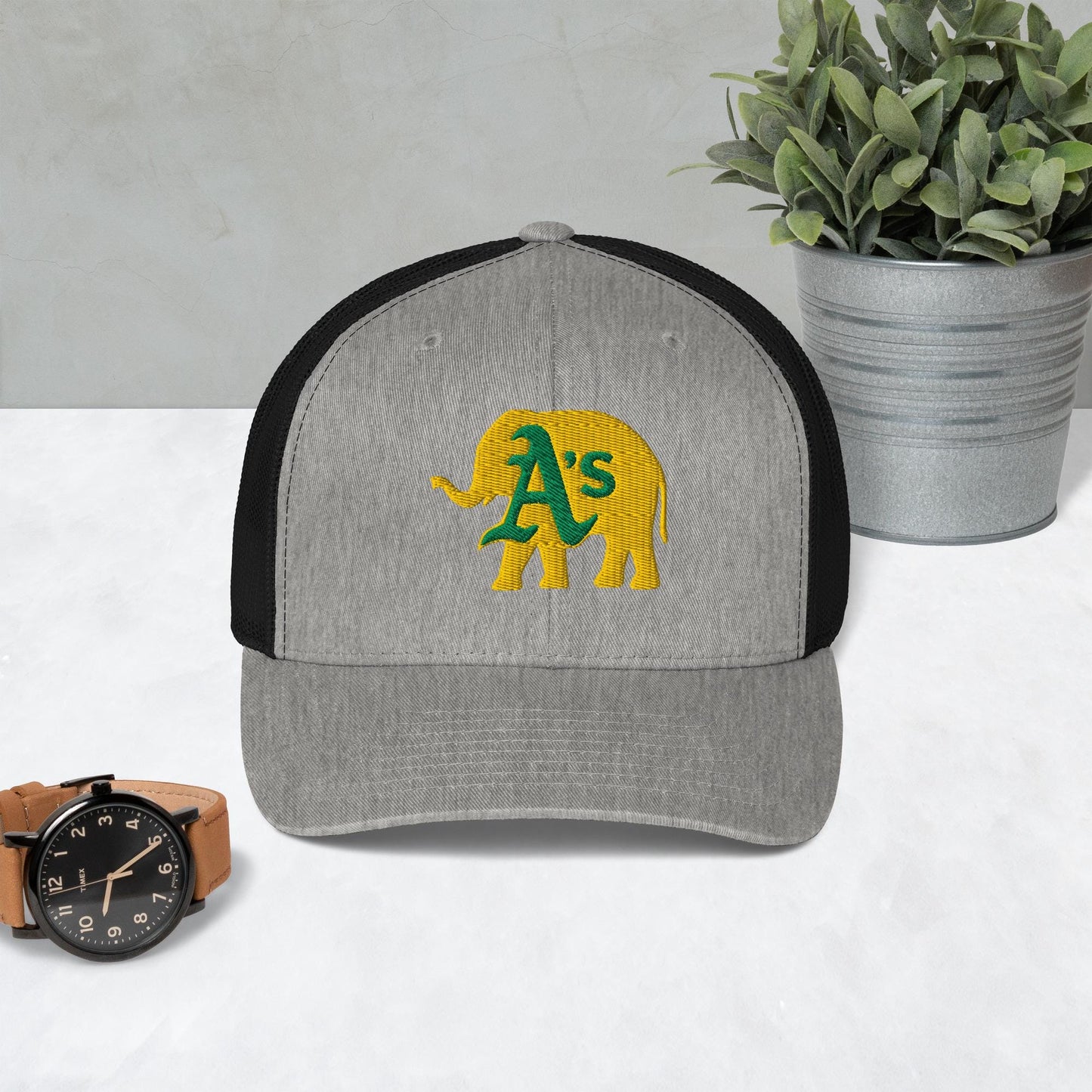 A&#39;s Elephant (gold) Trucker Cap