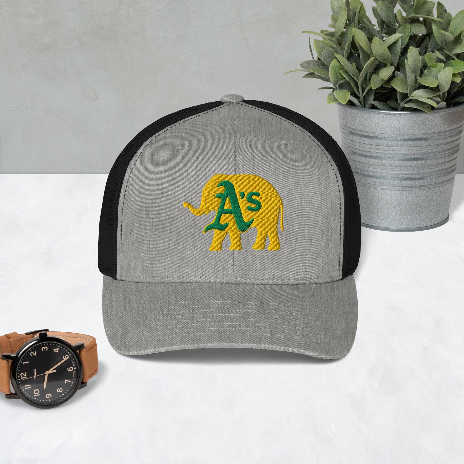 A&#39;s Elephant (gold) Trucker Cap