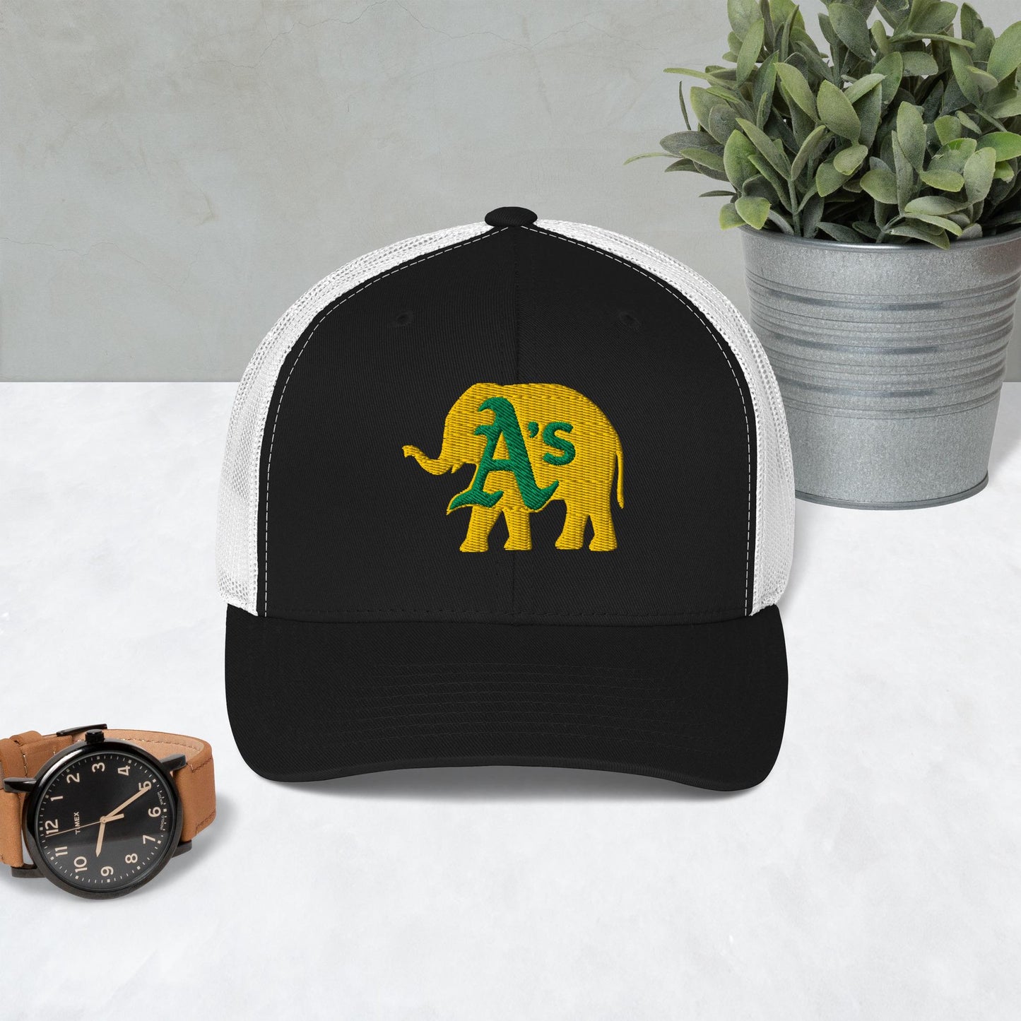 A&#39;s Elephant (gold) Trucker Cap