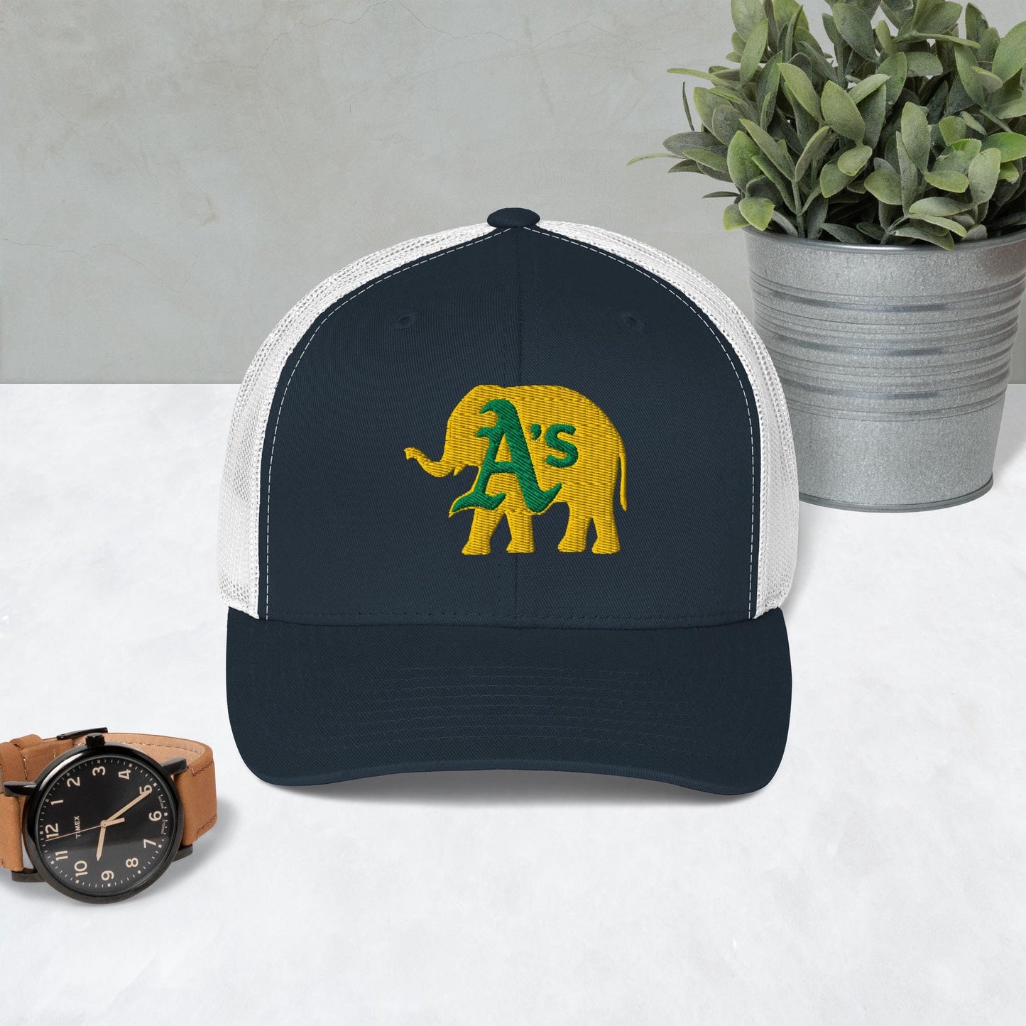 A&#39;s Elephant (gold) Trucker Cap