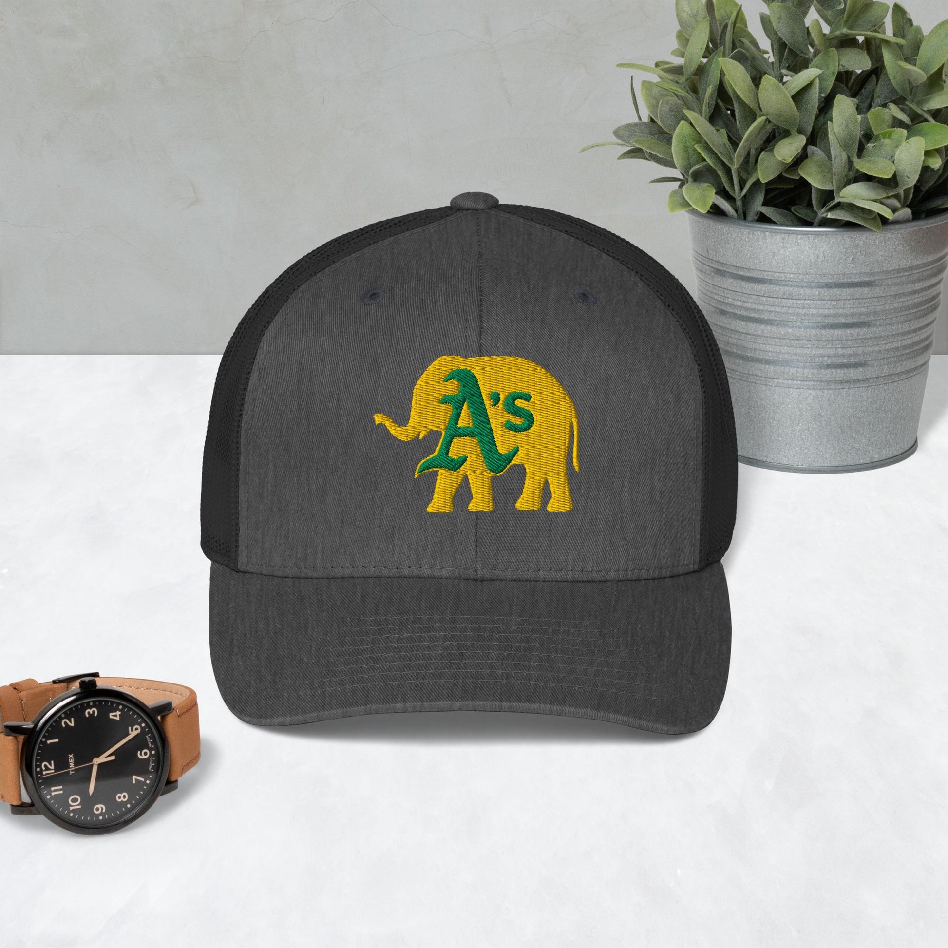 A&#39;s Elephant (gold) Trucker Cap