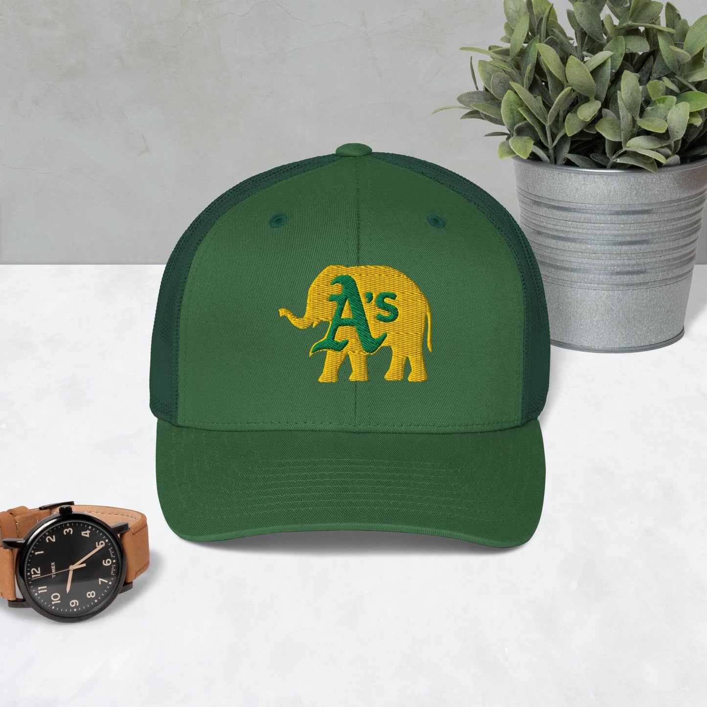 A&#39;s Elephant (gold) Trucker Cap