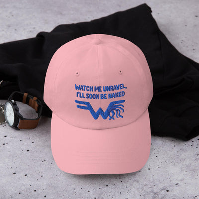 Watch Me Unravel Cap – Weezer-Inspired Embroidered Hat – Sweater Song Yarn Logo – Alt Rock Unisex Hat – Indie Band Fan Gift