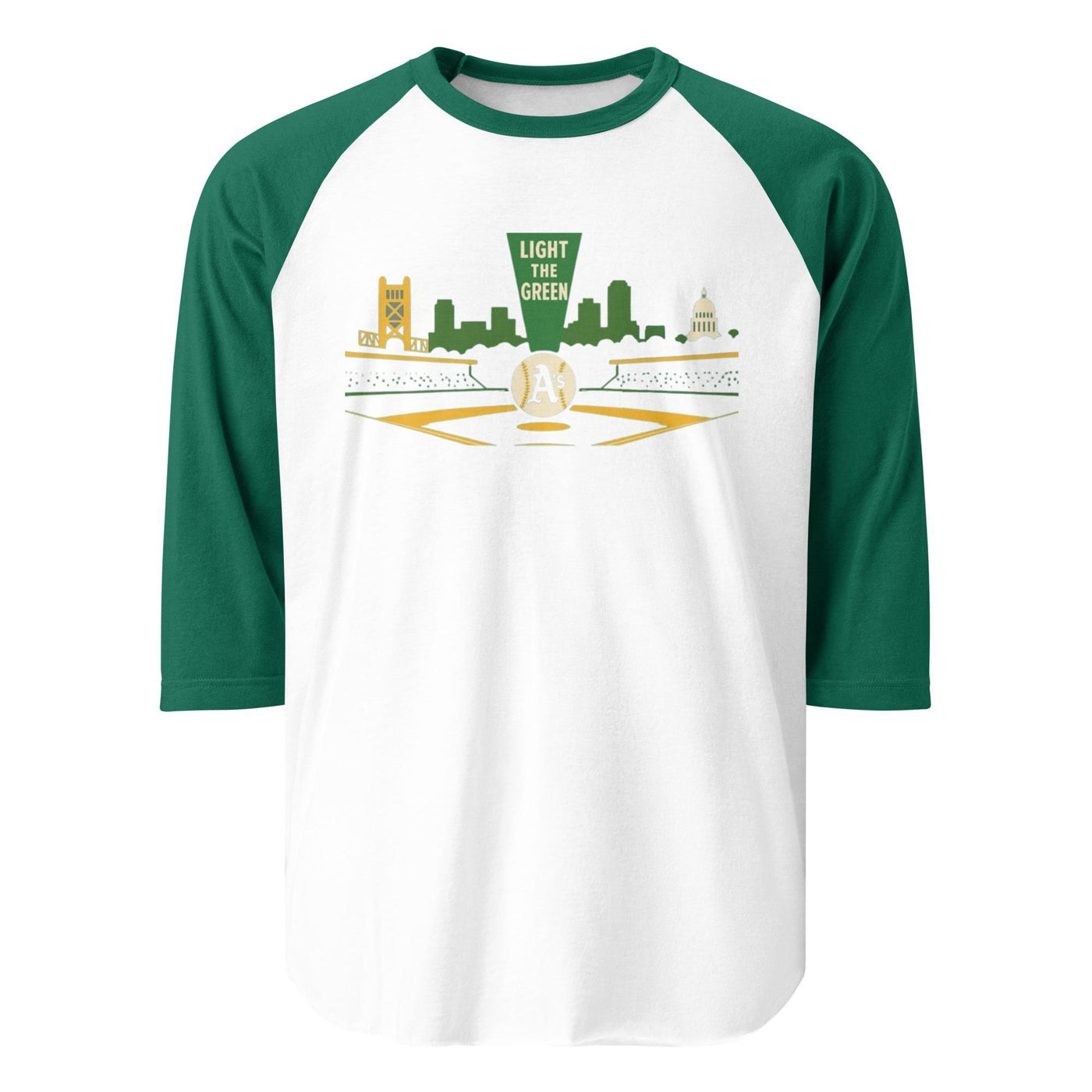 Light the Green 3/4 sleeve raglan shirt