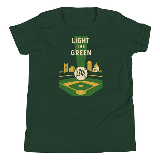 Light the Green A&#39;s Youth Short Sleeve T-Shirt