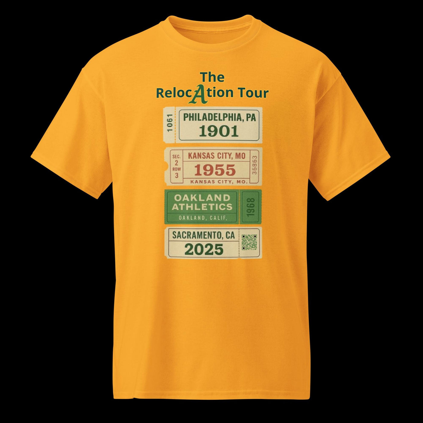 Athletics Relocation Tour Shirt (front and back) – Philly to Sac to Vegas? A’s Fan Tee - DryBlend® T-Shirt
