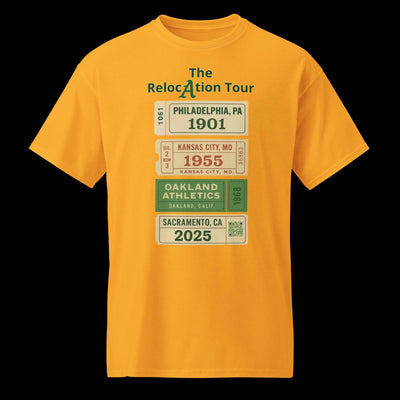 Athletics Relocation Tour Shirt (front and back) – Philly to Sac to Vegas? A’s Fan Tee - DryBlend® T-Shirt