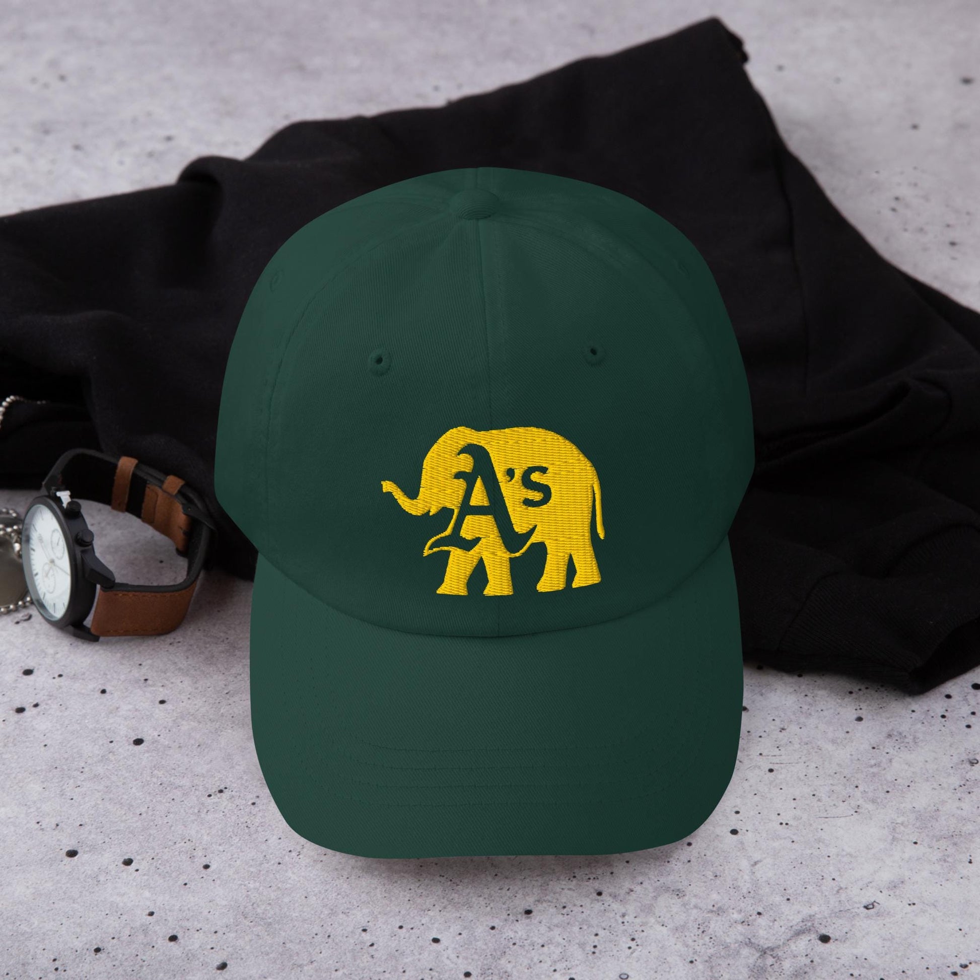 A&#39;s (clear A) Elephant (gold) cap