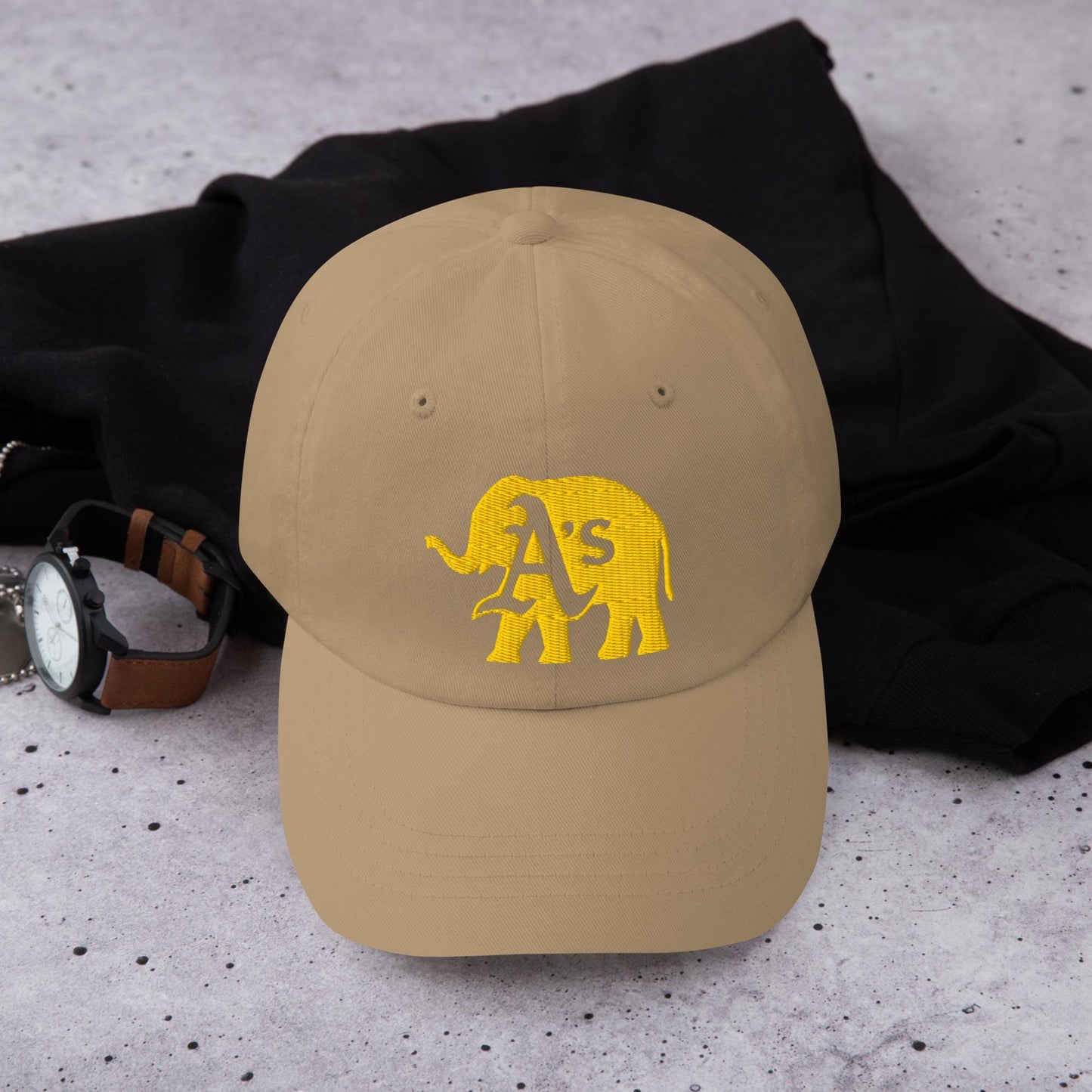 A&#39;s (clear A) Elephant (gold) cap