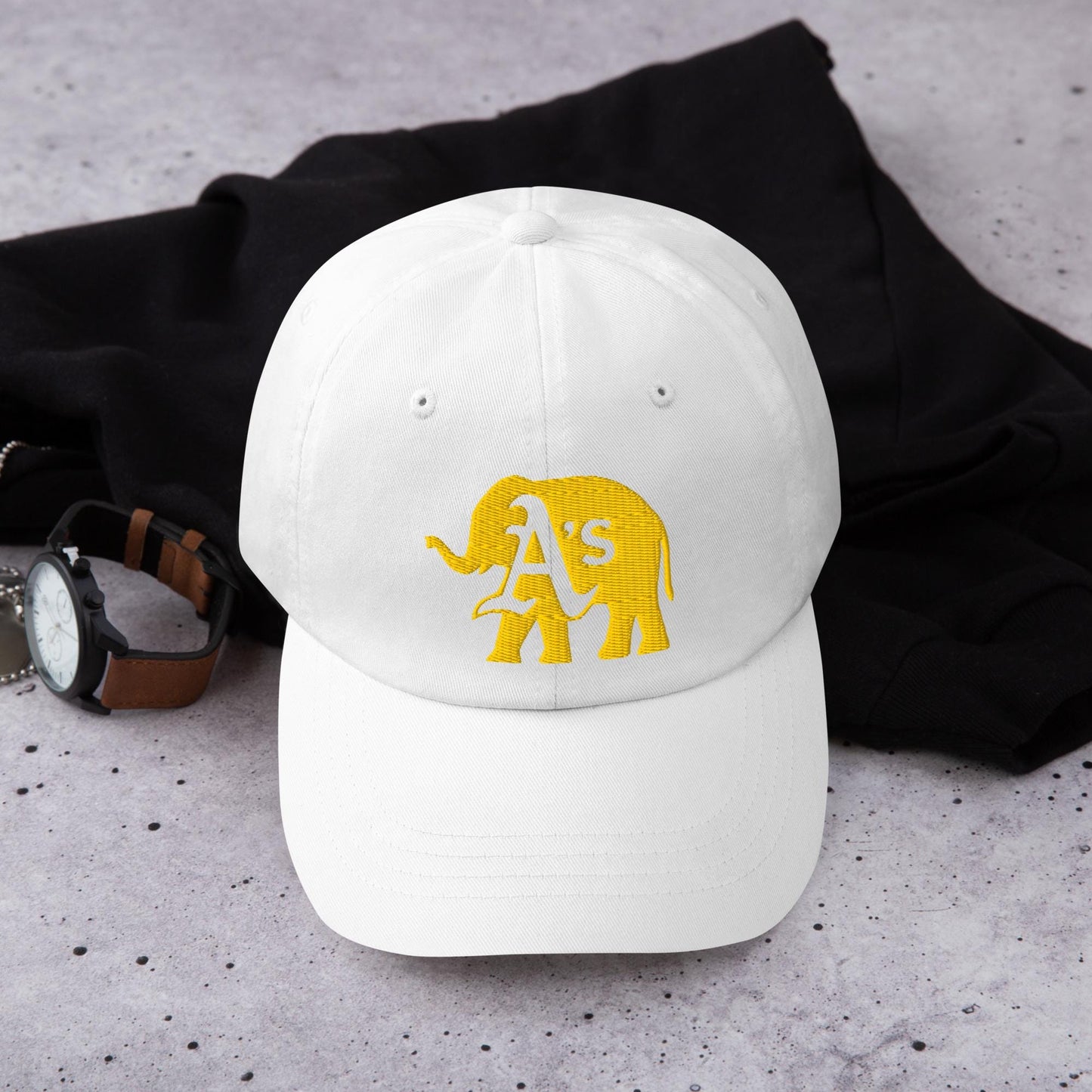 A&#39;s (clear A) Elephant (gold) cap