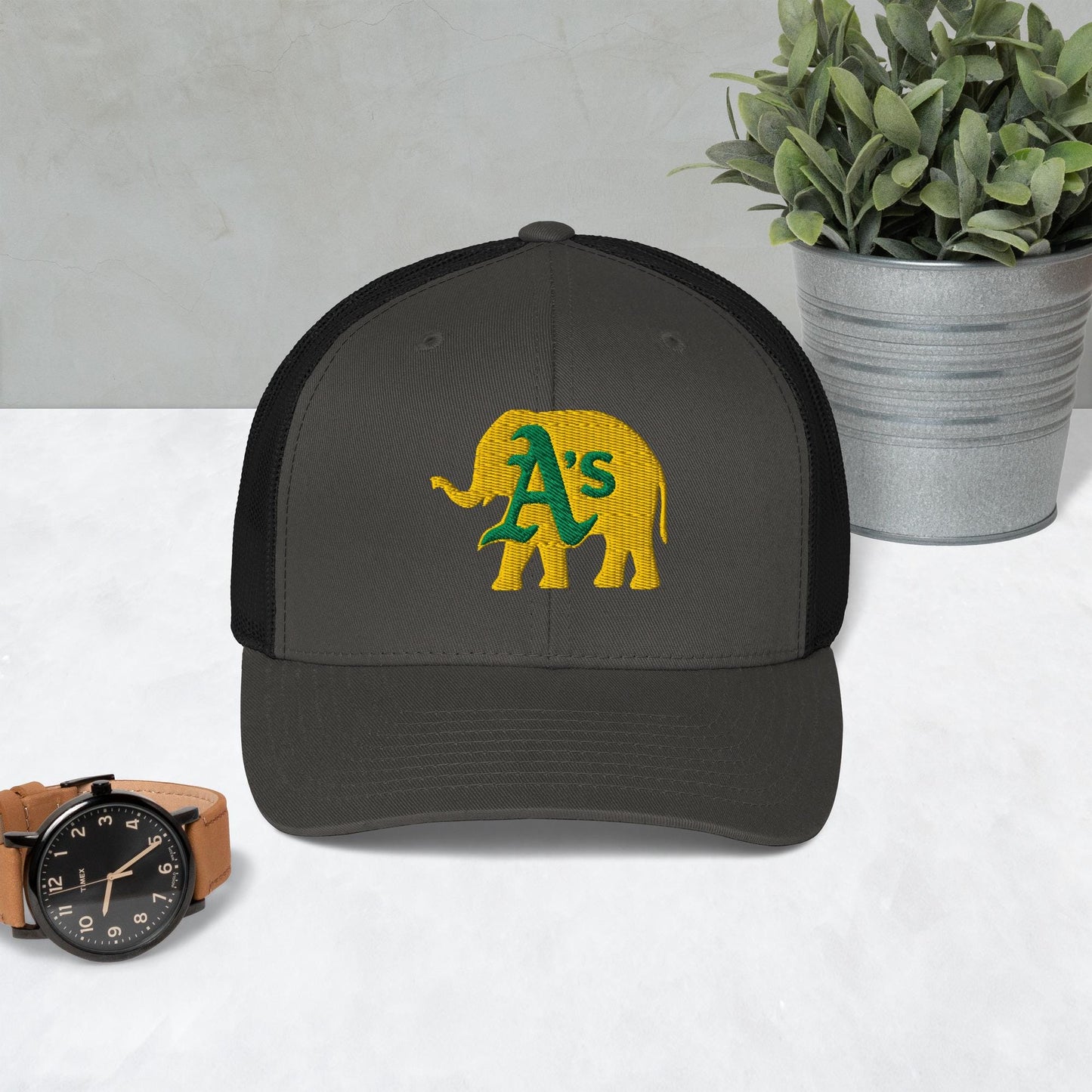 A&#39;s Elephant (gold) Trucker Cap