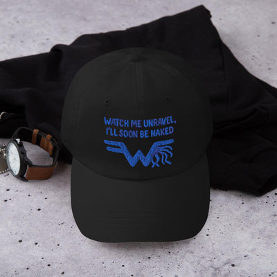Watch Me Unravel Cap – Weezer-Inspired Embroidered Hat – Sweater Song Yarn Logo – Alt Rock Unisex Hat – Indie Band Fan Gift