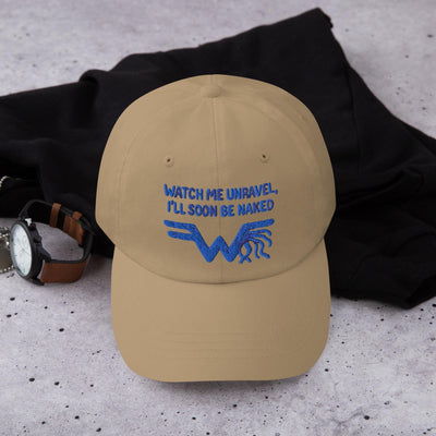 Watch Me Unravel Cap – Weezer-Inspired Embroidered Hat – Sweater Song Yarn Logo – Alt Rock Unisex Hat – Indie Band Fan Gift