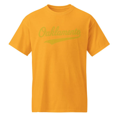 Oaklamento Shirt (gold letters) – Oakland to Sacramento Baseball Fan Tee | Relocation Statement Shirt | A’s Fan DryBlend® T-Shirt