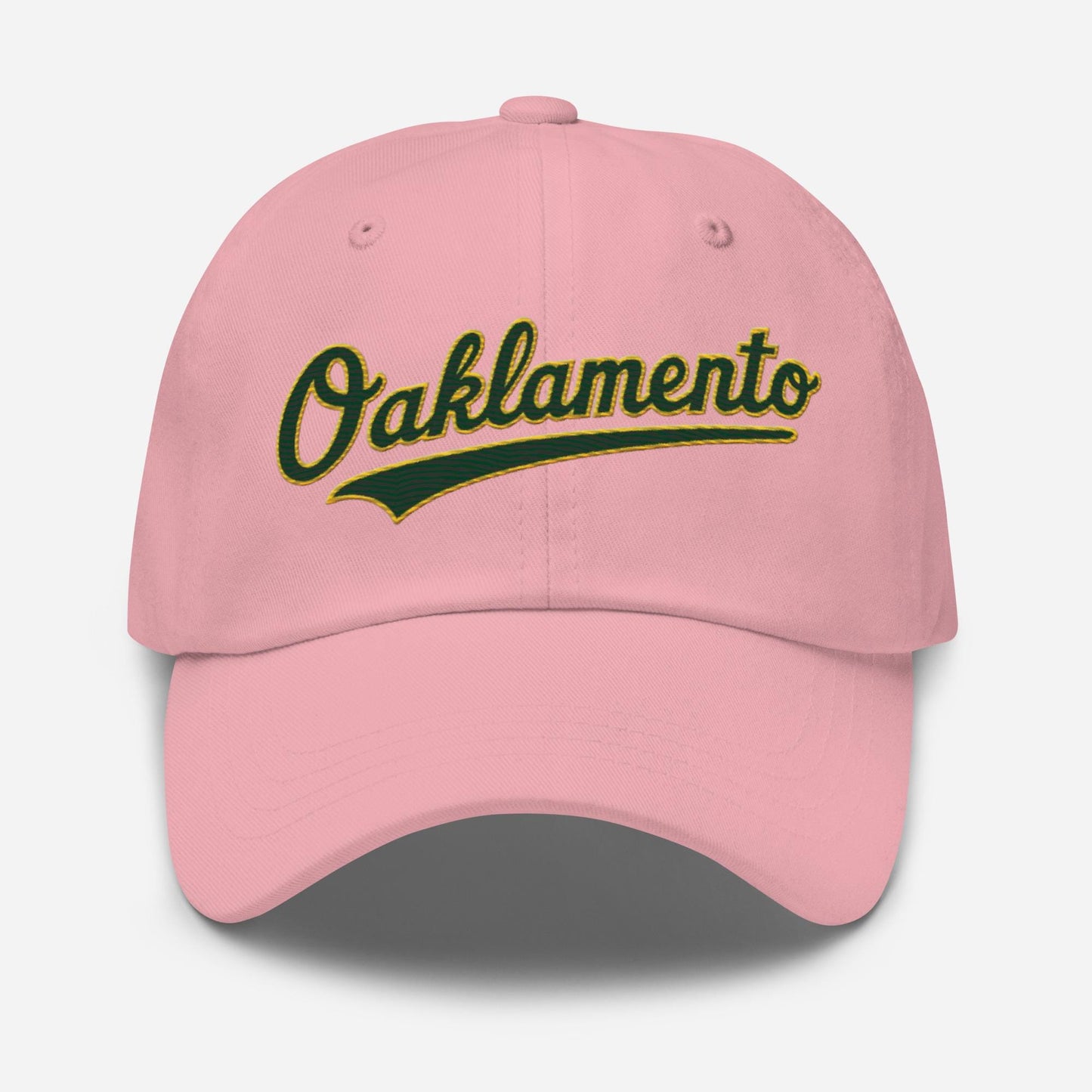 Oaklamento Hat (green letters/gold trim)– Embroidered Baseball Cap for A’s Fans | Oakland to Sacramento Relocation Cap