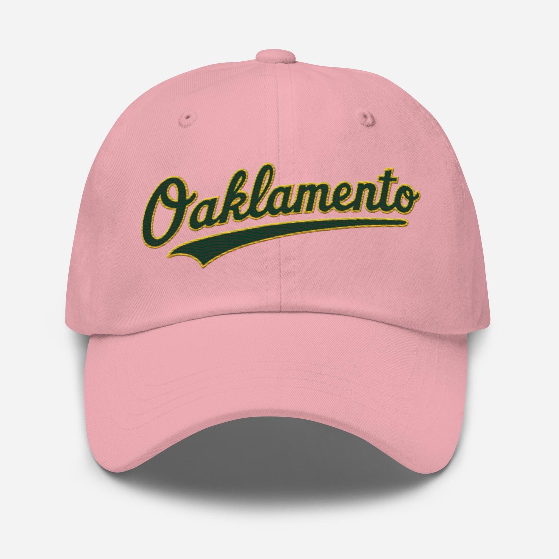 Oaklamento Hat (green letters/gold trim)– Embroidered Baseball Cap for A’s Fans | Oakland to Sacramento Relocation Cap