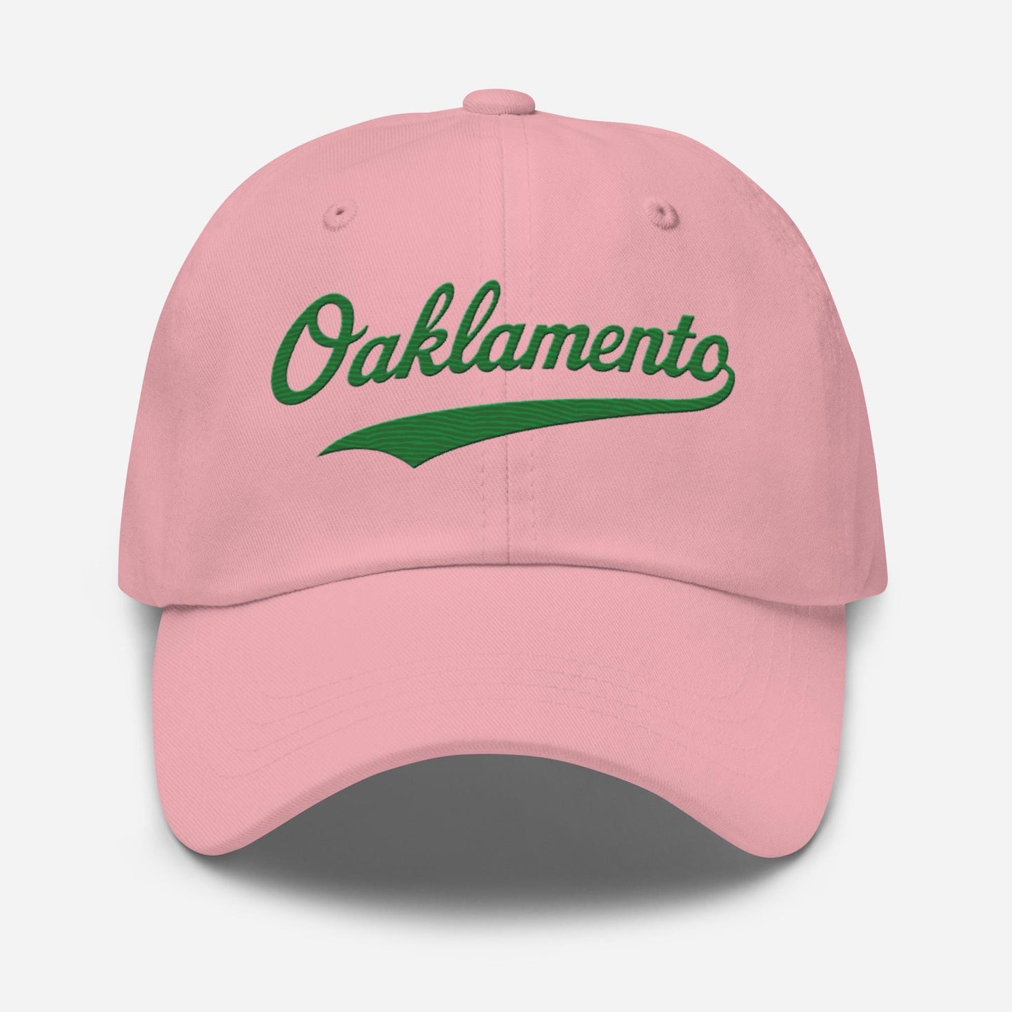 Oaklamento Hat (green letters) – Embroidered Baseball Cap for A’s Fans | Oakland to Sacramento Relocation Cap