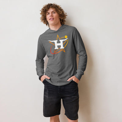Texas Star Hoodie Tee – Lightweight Long Sleeve Hooded Shirt, Retro Baseball & Longhorn Mashup