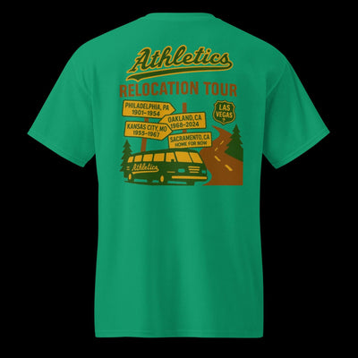 Athletics Relocation Tour Shirt (front and back) – Philly to Sac to Vegas? A’s Fan Tee - DryBlend® T-Shirt