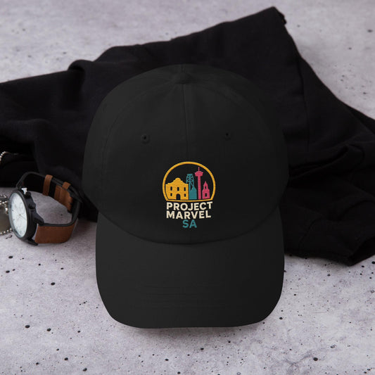 Project Marvel SA cap – San Antonio Skyline hat | Neon Alamo Design | Spurs Colors | Texas Pride Cap