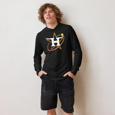 Texas Star Hoodie Tee – Lightweight Long Sleeve Hooded Shirt, Retro Baseball & Longhorn Mashup