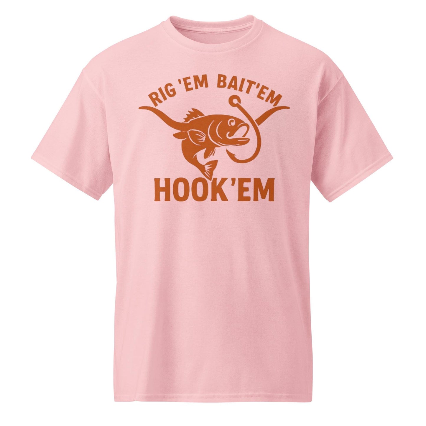Rig Em Bait Em Hook Em Shirt – Texas Longhorn Fishing Tee – Hook ‘Em Outdoors Shirt –  Texas Sportsman Gift – Dad Hat – DryBlend® T-Shirt