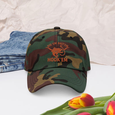 Rig Em Bait Em Hook Em Cap – Texas Longhorn Fishing Hat – Hook ‘Em Outdoors Hat –  Texas Sportsman Gift