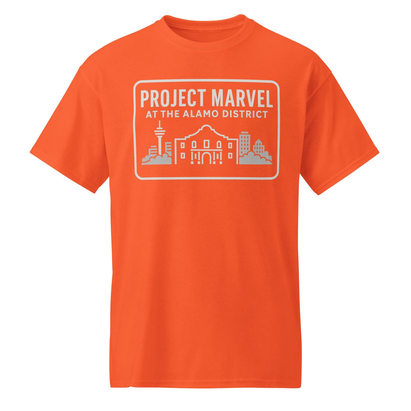 Project Marvel T-Shirt – Grayscale Skyline Edition | Alamo District Tee - DryBlend® T-Shirt