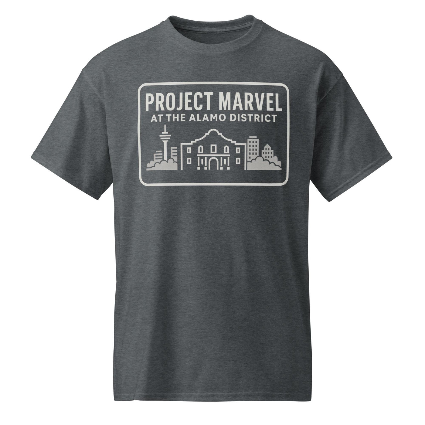 Project Marvel T-Shirt – Grayscale Skyline Edition | Alamo District Tee - DryBlend® T-Shirt
