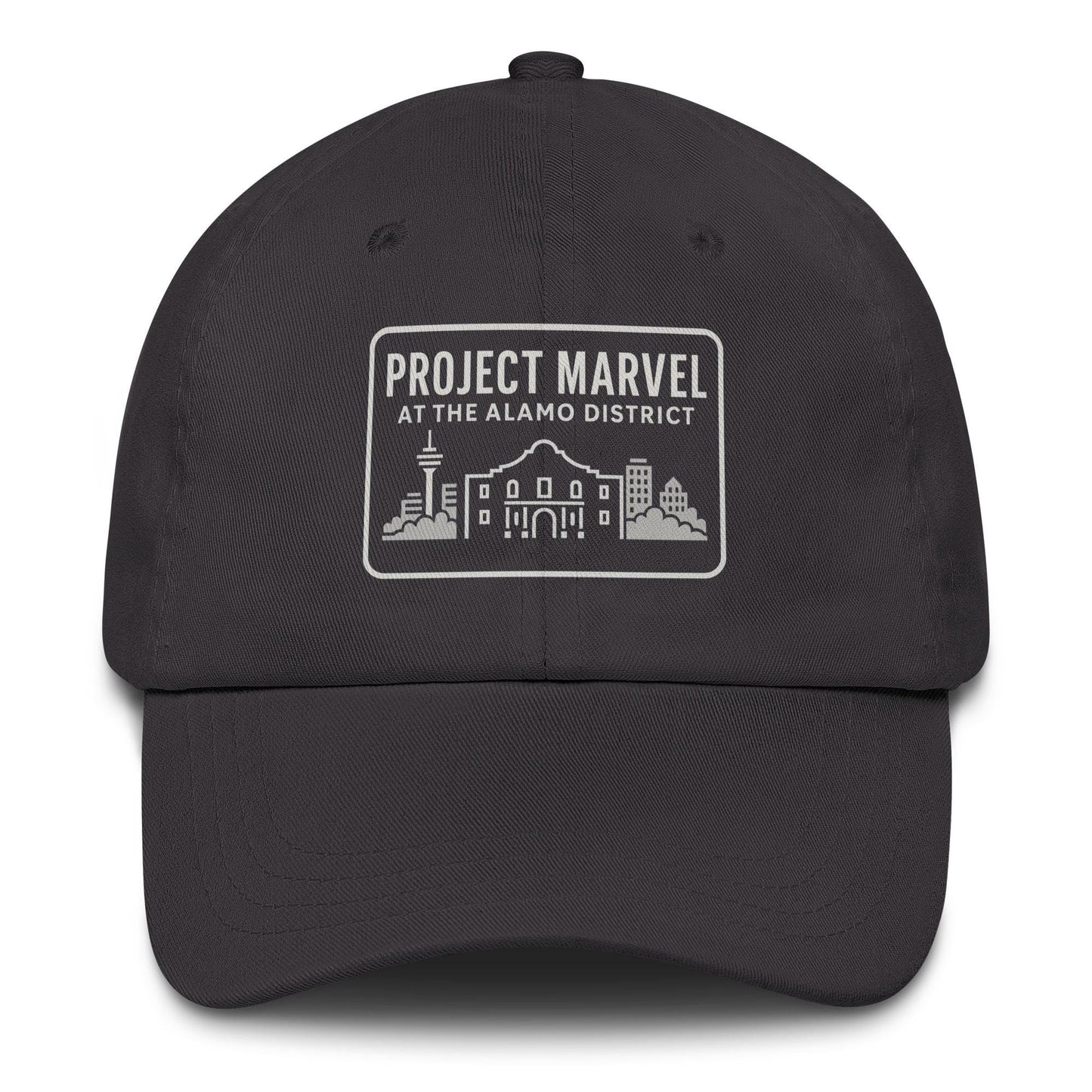 Project Marvel DTG Cap – Grayscale Skyline Print | Alamo District Streetwear