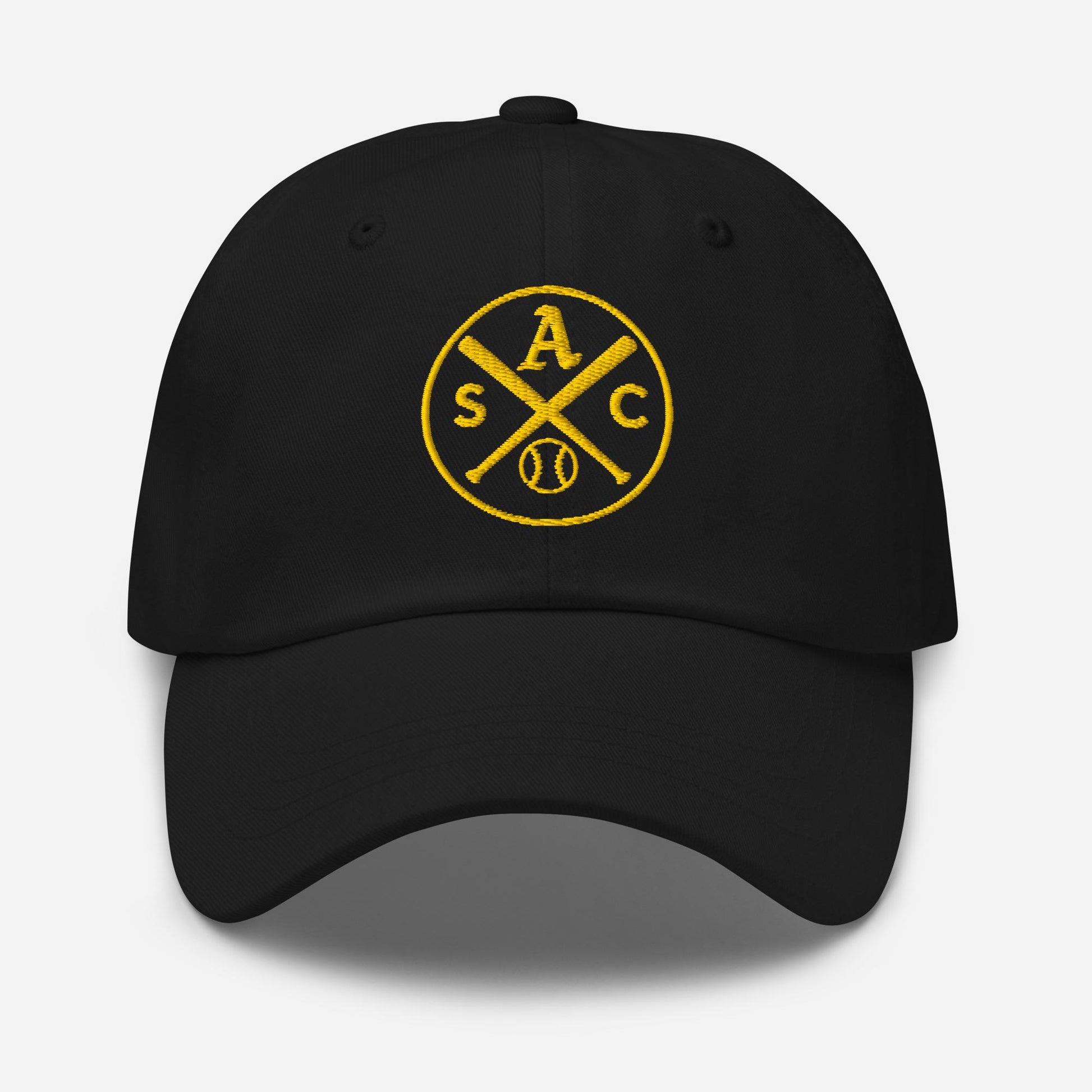 SAC Baseball Logo Cap – Sacramento Baseball Fan Hat (gold logo)