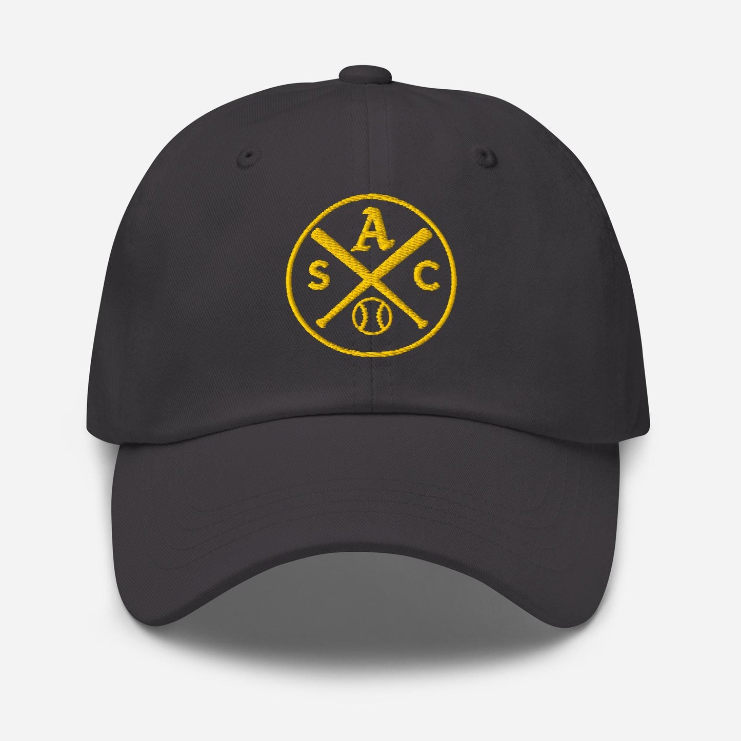 SAC Baseball Logo Cap – Sacramento Baseball Fan Hat (gold logo)