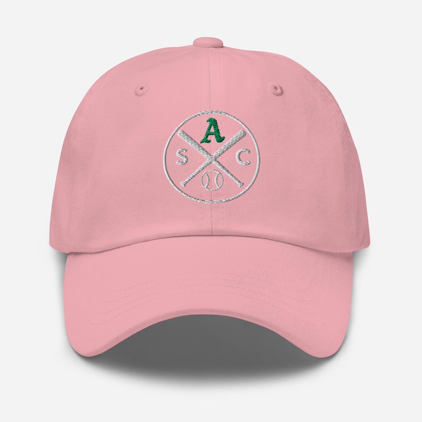 SAC Baseball Logo Cap – Sacramento Baseball Fan Hat (green A, white logo)