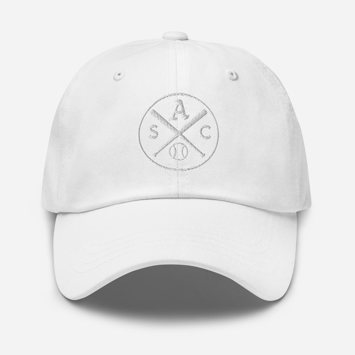 SAC Baseball Logo Cap – Sacramento Baseball Fan Hat (all white logo)