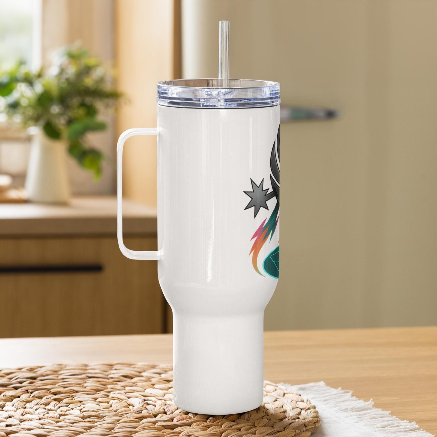 Wembalien Glow Court Tumbler | Spurs UFO Basketball Design | Travel mug with a handle