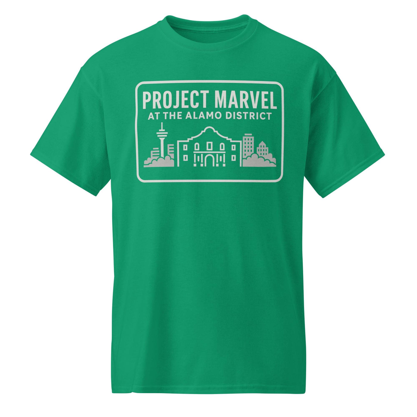 Project Marvel T-Shirt – Grayscale Skyline Edition | Alamo District Tee - DryBlend® T-Shirt