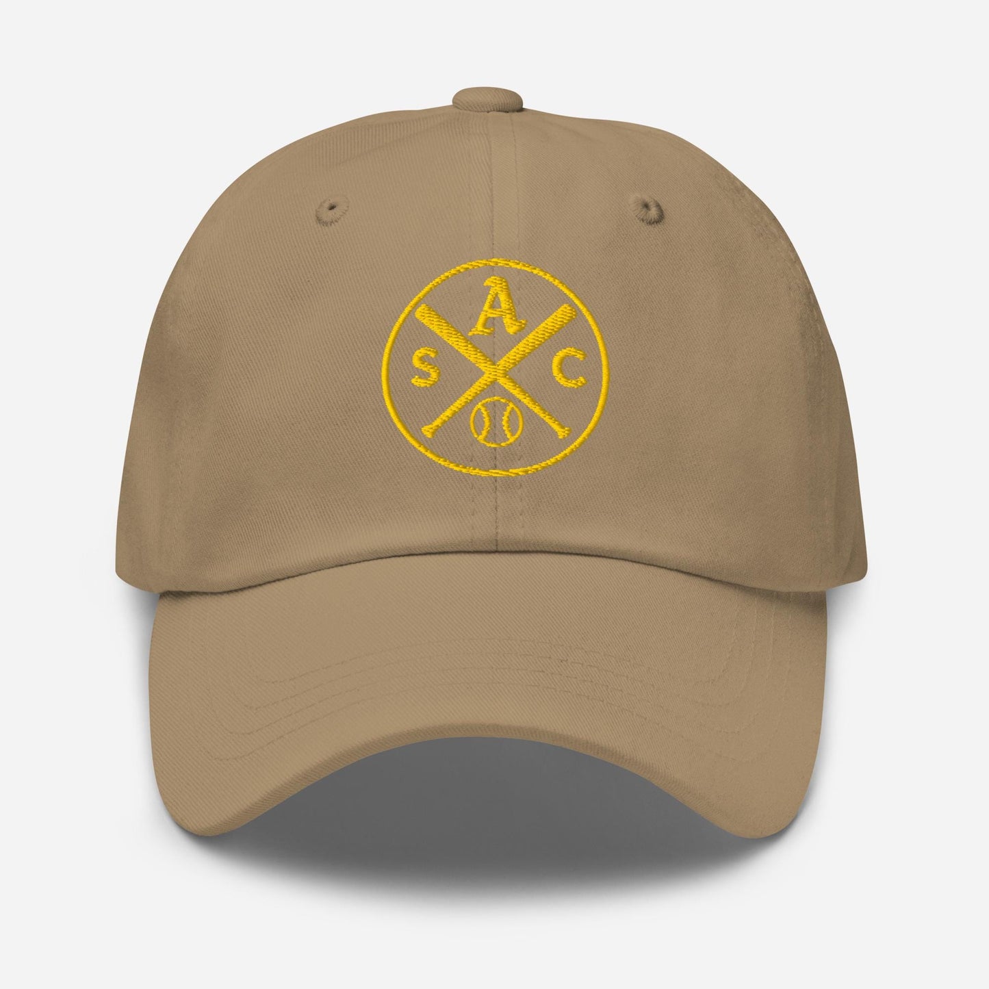 SAC Baseball Logo Cap – Sacramento Baseball Fan Hat (gold logo)