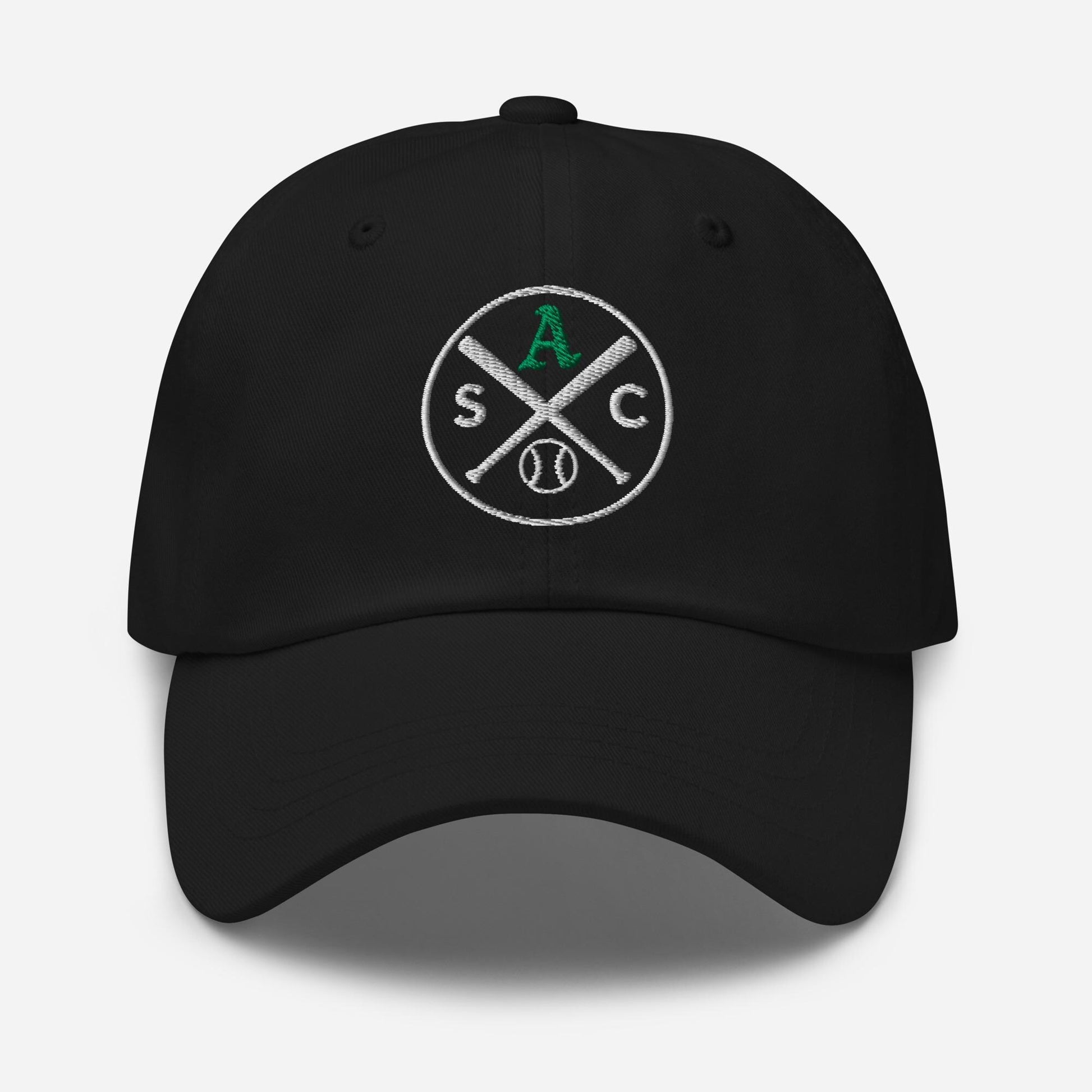 SAC Baseball Logo Cap – Sacramento Baseball Fan Hat (green A, white logo)